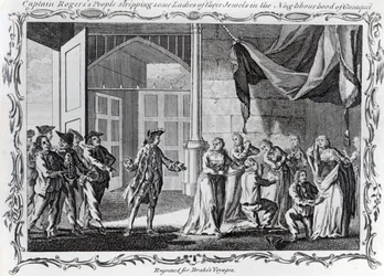 La gente del Capitán Rogers despojando a unas damas de sus joyas en las cercanías de Guayaquil, 1765